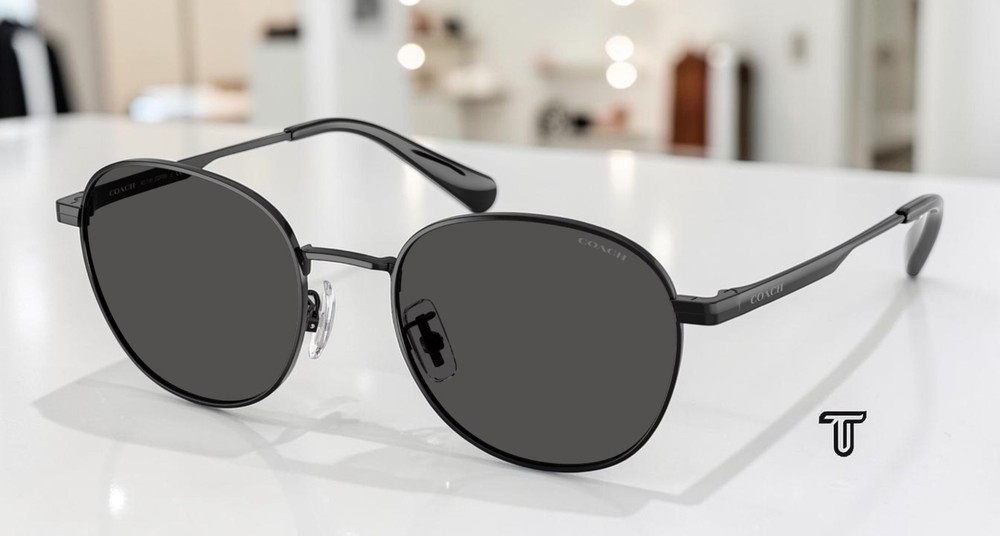 COACH HC7191 934487 Cdp36 Shiny Black Grey Solid 51 mm Men’s Sunglasses