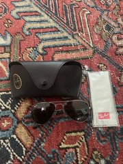 RAY-BAN Aviator RB3044 SMALL W3100 Black Metal Unisex 52 mm Polarized Sunglasses