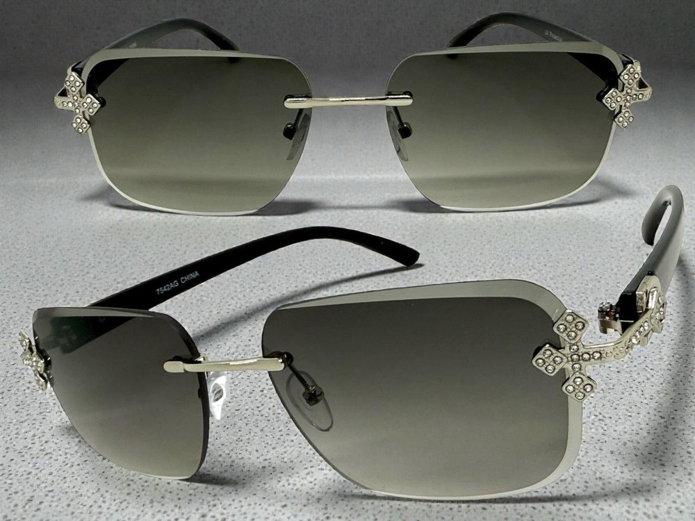 Classu Modern Retro Hardcore Hip Hop Rapper Pimp SUNGLASSES Rimless Silver Frame