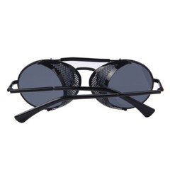 Steampunk Round Sunglasses Vintage Retro Metal Frame Side Shield Circle Glasses