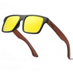  DUBERY Men Women Wood Polarized Sunglasses Wooden Temple Square Retro Glasses
