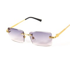 Luxury Purple Gradient Tint Rimless Gold Wire Frame Unisex Shades Sunglasses