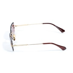 Burgundy Tint Gold Frame Rimless Shades Hip Hop Rectangular Mens Sunglasses
