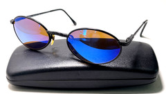Vintage REVO 1111 001/02 PYTHON Black Metal Oval Mirror Sunglasses Made in Italy