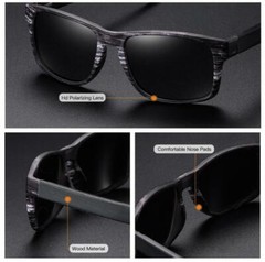 Wood Polarized Square Sunglasses Men Women Wooden Temple Outdoor Glasses New