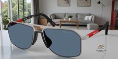PRADA LINEA ROSSA PS B51S 5AV06A Gunmetal Dark Blue 56 mm Men’s Sunglasses