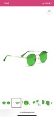 RainbowOptx The Round Green Revitalizing Round Gold Sunglasses with Green Lenses