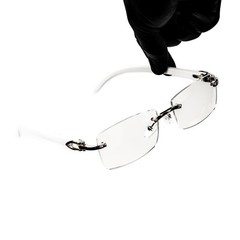 White Wood Grain Clear Lens Mens Silver Frame Rectangular Luxury Square Glasses