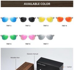 Wood Polarized Square Sunglasses Men Women Wooden Temple Retro Fashion Glasses