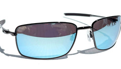 Oakley SQUARE WIRE Titanium Silver w POLARIZED Galaxy Chrome Lens Sunglass 4075