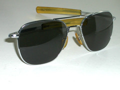 57[]20mm AMERICAN OPTICAL USA SHINY-SILVER UV CRYSTAL ORIGINAL-PILOT SUNGLASSES