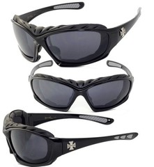 2 PAIR COMBO Chopper Padded Wind Resistant Sunglasses Motorcycle Riding Glasses