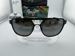 MAUI JIM 2ND REEF MJ 607-02 SATIN BLACK NEUTRAL GREY POLARIZED AVIATOR SUNGLASSE