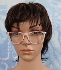Happy Store CN79 High Fashion Metal Temple white floral Clear Lens Eye Glasses