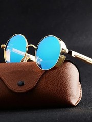 Retro Round Polarized Sunglasses Men Women Vintage Gothic Steampunk Glasses
