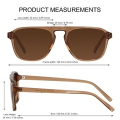 Square Aviator Sunglasses Polarized Mens Womens UV Protection Sun glasses 2 P…