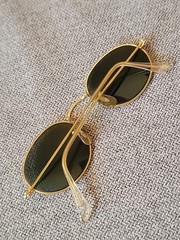 Vintage 60’s B&L Ray-Ban Oval Round Aviator Sunglasses 48mm Gold Green Lens USA