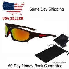 VERTX Polarized Premium Sport Sunglasses New Wrap Around[Blue Lens]