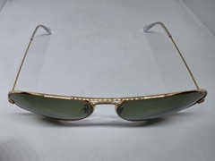 RAY-BAN RB 3025 001 62MM LARGE METAL AVIATOR SUNGLASSES GOLD GREEN AUTHENTIC NEW