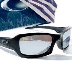 NEW* OAKLEY Fives Squared Black USA Tonal FLAG POLARIZED Galaxy Chrome Sunglass