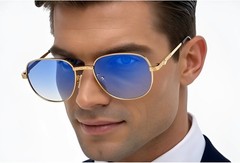 Sunglasses Men Fashion Retro Style Square Gold Frame Classic Designer Pilot 2026