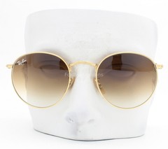 Ray-Ban Round Sunglasses RB 3447 001/51 Shiny Gold Brown Glass 50mm with Case