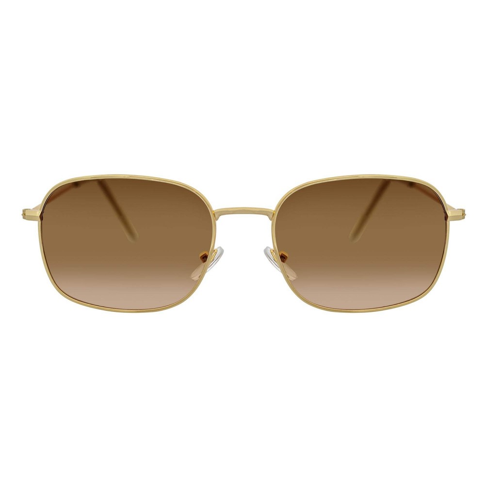 BRANDIN – Classic Square Thin Metal Sunglasses Gold Amber Fade Lens