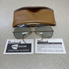 Vintage B&L Bausch & Lomb Bushnell Smoke Grey Aviator Shooting Glasses w/Case