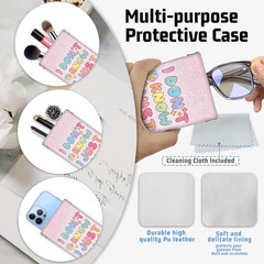 Soft Sunglasses Eyeglass Glasses Case,7×3.5inch Portable PU Leather Squeeze Top