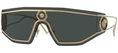 Versace VE 2226 100287 Gold Metal Shield Sunglasses Grey Lens