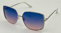 Guess Sunglass Womens Nickeltin Oversized Square Smoke Gradient Lens GF0409. 11W