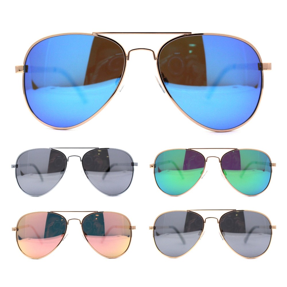 Color Mirror Anti-glare Polarized Classic Iconic Officer Metal Rim Sunglasses