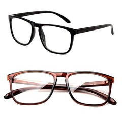Classic Retro Clear Lens Squared Solid Color Frame Glasses No Logo