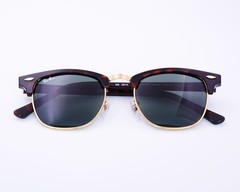 Ray-Ban Sunglasses RB3016 Clubmaster Classic Tortoise Frame Green Lenses 49mm