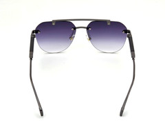 Maybach Rimless Round Metal Aviator Sunglasses Gunmetal Frame Lavender Lens MH29