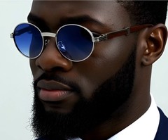 Mens Hip Hop 18k Gold Frame Oval Shape Clear Lens Wood Grain Retro Eye Glasses