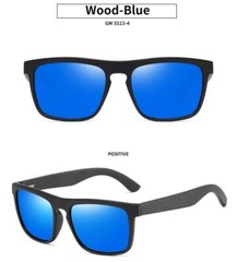 Men Wood Polarized Square Black Frame Sunglasses Wooden Temple Fashion Glasses