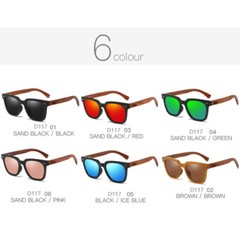 DUBERY Men Women Wood Polarized Square Sunglasses Wooden Temple Outdoor Glasses