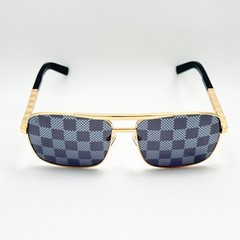 Louis Vuitton Z0259U Gold Navigator Sunglasses Gray Damier Check Lens Italy