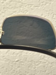 Oakley Whisker Sunglasses Silver Frame Ruby Lens Red Temple