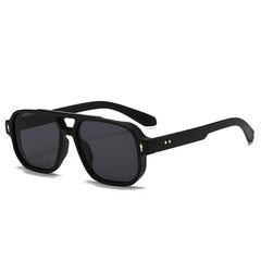 Vintage Double Bridges Square Sunglasses Fashion Clear Ocean Lens Eyewear Tren