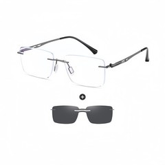 Rimless Polarized Sunglasses Magnet Clip-on Eyewear Fashion Metal Frame Glasses