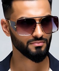 Oversized Square Pilot Style Sunglasses Metal Retro Rimless Men Women Fashion