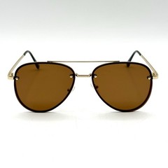 I-Sea River Aviator Sunglasses Rimless Gold Metal Designer Frame & Brown Lenses