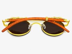 Classy Elegant Sophisticated Vintage Retro Modern SUNGLASSES Round Gold Frame C3