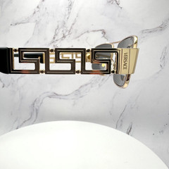 VERSACE Sunglasses New Gold Metal Rectangular Logo Retro Authentic Gray Lens