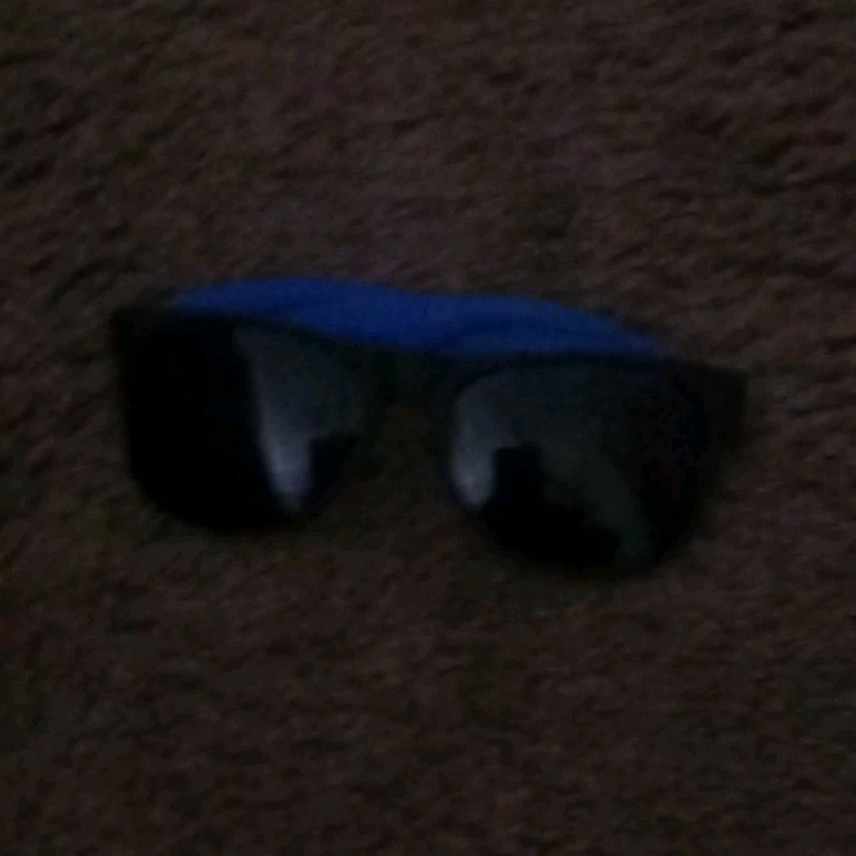 Men’s Blue Plastic Wrap Sunglasses Solid Frame w/ Tinted Black Lenses