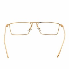 ZUIKO – Small Retro 90s Fashion Metal Rectangle Glasses Gold Clear Blue Light Le