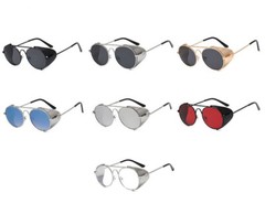 Vintage Retro Steampunk Sunglasses Side Shields Round Metal Glasses Mens Womens