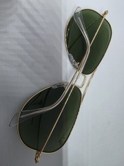 RAY-BAN RB 3025 001 62MM LARGE METAL AVIATOR SUNGLASSES GOLD GREEN AUTHENTIC NEW